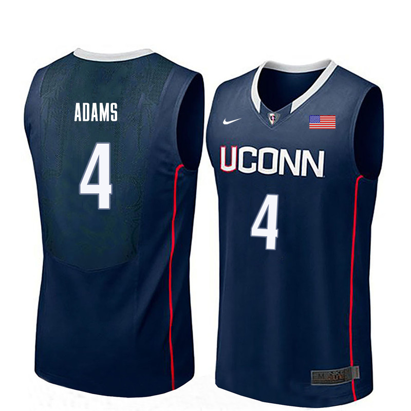 Men Uconn Huskies #4 Jalen Adams College Basketball Jerseys-Navy